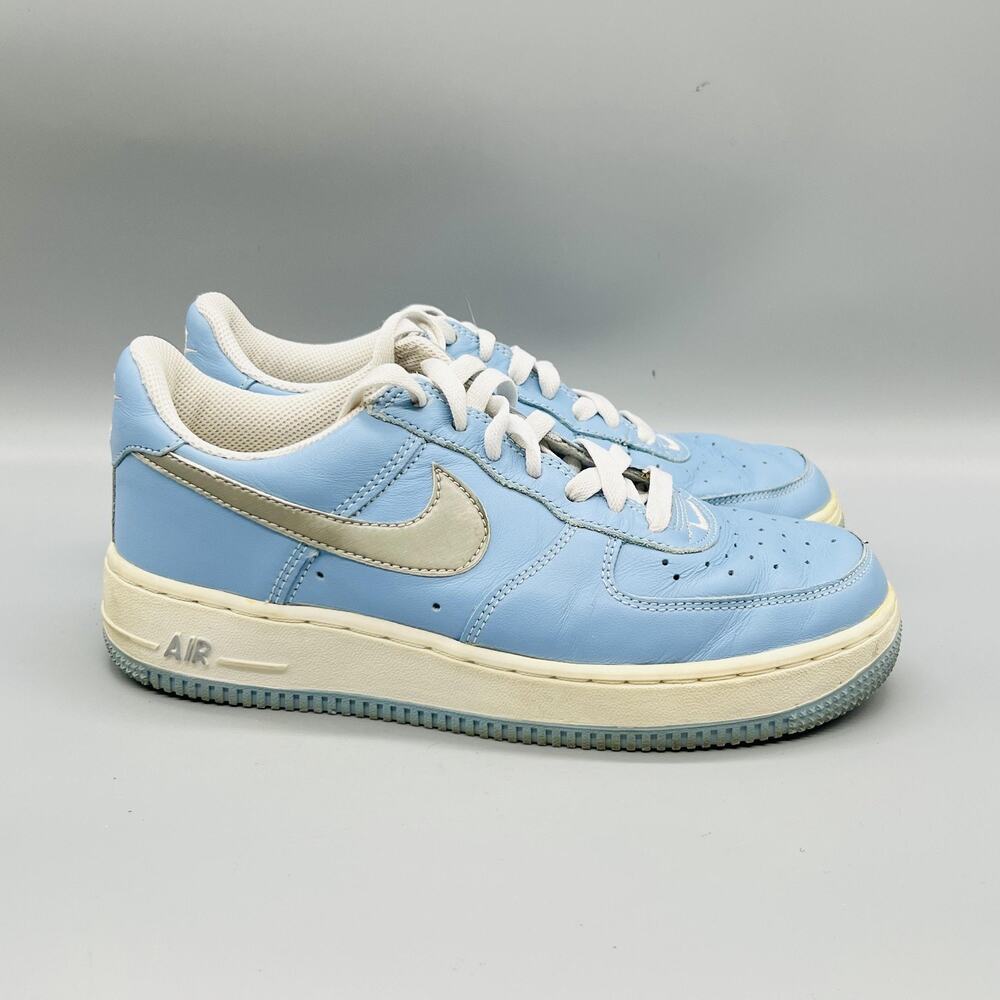 Nike Shoes Womens 8 Blue Leather Air Force 1 Low Top Sneakers Comfort Casual